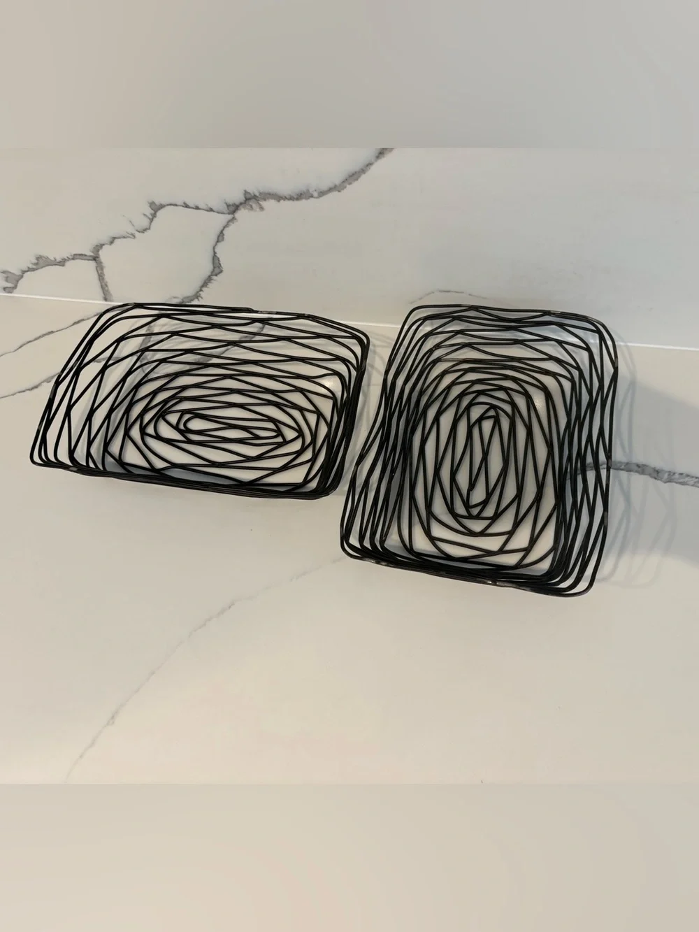 Modern Black Wire Decorative Baskets - Set of 2
